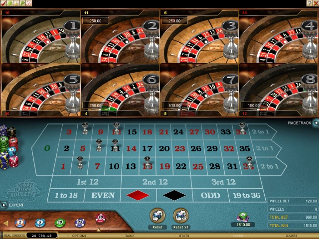 Multi roulette ove si può giocare su fino a 8 tavoli simultaneamente.